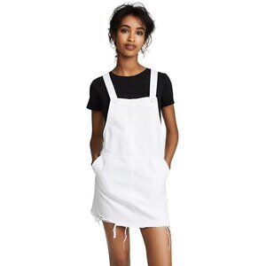 BLANKNYC Denim Lightbox White Overall Mini Dress Sz 27 Handpockets Adjust Strap
